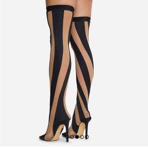 Ego thigh high black and cream mesh boots